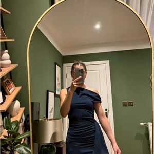 Elegant One-Shoulder Dress in Navy